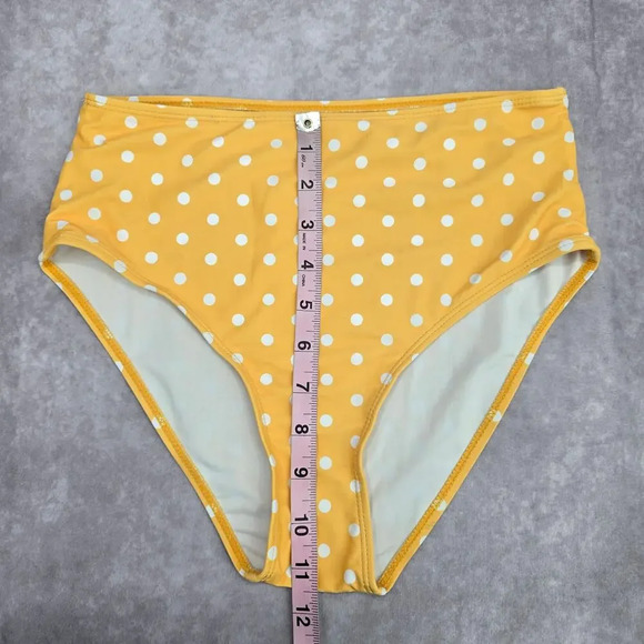 Yellow Polka Dot High Waist Bikini Bottom Swimwear Medium - Picture 4 of 6